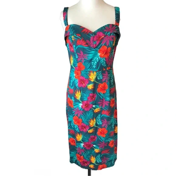 NWT Colectif Kiana Tropico Pencil Dress Pin Up Retro - Picture 2 of 12